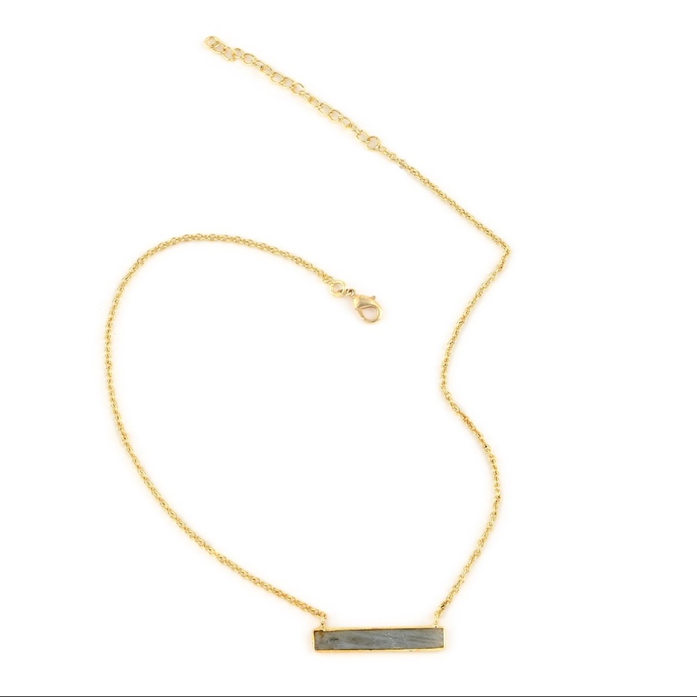 NEW Labradorite/Gold Bar Pendant Necklace